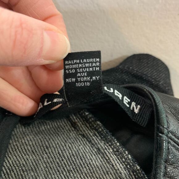 RALPH LAUREN BLACK LABEL denim bodycon mini dress lamb leather sleeve 2842 - Picture 8 of 13